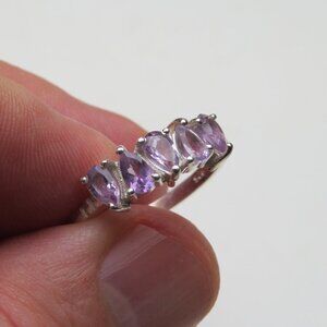 *925 Sterling Silver Genuine Amethyst Ring